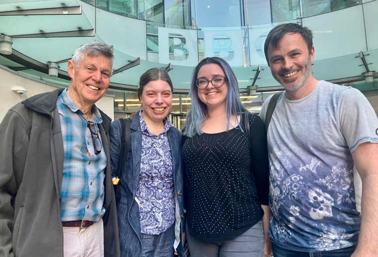 matthew parris, katrina navickas, alex von tunzelmann, joe ward-munrow in front of BBC