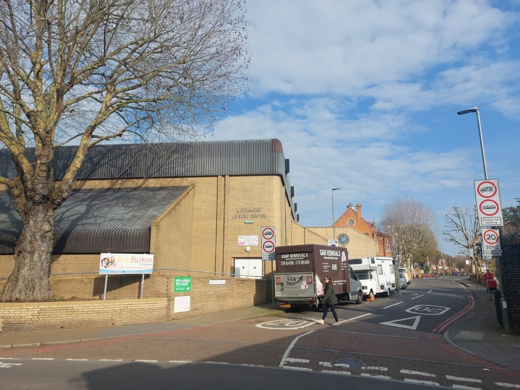 latchmere leisure centre with a removals van in front of it