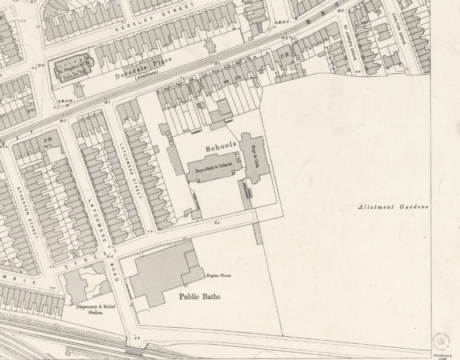 1895 map of latchmere allotment gardens and baths